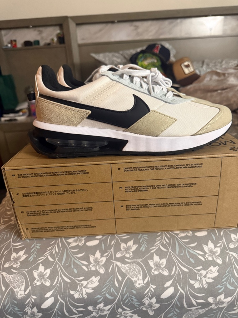 Nike Men's Air Max Pre-Day LX Cream and Black Air-Style Casual Sneakers